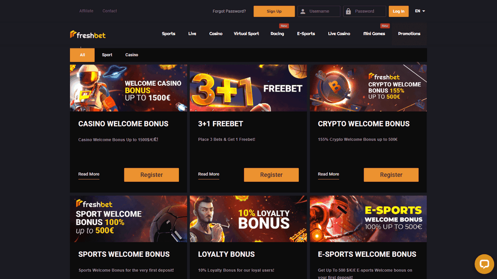 FreshBet Casino Site Official UK & Perk Approximately £& extra pound; 1500

<h3>Payment Methods</h3>
<ul>
<li>Crypto Settlements</li>
<li>Credit scores Cards</li>
<li>Debit Cards</li>
<li>E-wallets</li>
<li>Bank Transfers</li>
</ul>
<p>Freshbet is a Curacao-licensed international online casino established in 2021. Casino is signed up as a legal entity in Cyprus by Ryker B.V. Our detailed research study has actually determined numerous essential locations where Fresh Wager has a competitive advantage over various other Curacao-licensed online casinos.</p>
<p>Freshbet gaming hall supplies various online ports, Live Gambling establishment, and Exclusive Mini Games. Their online casino library features almost 5,000 slot games. And it’s almost impossible to locate such a large pc gaming collection in other Curacao-licensed casino sites. Fresh-bet Online casino’s Sportsbook supplies 90,000+ live occasions, 80,000+ Pre-match occasions, and over 4000+ markets. Making Fresh wager one of the most effective sportsbooks in even as open markets as the UK.</p>
<p>If you wish to find out more regarding the Freshbet gambling enterprise, maintain reviewing with us. We will certainly check each of its offerings. Hence, this fresh bet gambling establishment review will certainly consist of subjects such as gaming library, sportsbook, perks and promotions, payments, navigating, and so on. So, allow’s look into each area of our step-by-step overview.</p>
<h1>
<h3>Benefits of freshbet</h3>
<p>” title=”FreshBet Casino Site Official UK & Perk Approximately £& extra pound; 1500</p>
<h3>Payment Methods</h3>
<ul>
<li>Crypto Settlements</li>
<li>Credit scores Cards</li>
<li>Debit Cards</li>
<li>E-wallets</li>
<li>Bank Transfers</li>
</ul>
<p>Freshbet is a Curacao-licensed international online casino established in 2021. Casino is signed up as a legal entity in Cyprus by Ryker B.V. Our detailed research study has actually determined numerous essential locations where Fresh Wager has a competitive advantage over various other Curacao-licensed online casinos.</p>
<p>Freshbet gaming hall supplies various online ports, Live Gambling establishment, and Exclusive Mini Games. Their online casino library features almost 5,000 slot games. And it’s almost impossible to locate such a large pc gaming collection in other Curacao-licensed casino sites. Fresh-bet Online casino’s Sportsbook supplies 90,000+ live occasions, 80,000+ Pre-match occasions, and over 4000+ markets. Making Fresh wager one of the most effective sportsbooks in even as open markets as the UK.</p>
<p>If you wish to find out more regarding the Freshbet gambling enterprise, maintain reviewing with us. We will certainly check each of its offerings. Hence, this fresh bet gambling establishment review will certainly consist of subjects such as gaming library, sportsbook, perks and promotions, payments, navigating, and so on. So, allow’s look into each area of our step-by-step overview.</p>
<h1>
<h3>Benefits of freshbet</h3>
<p>“></a></p>
<ul>
<li>More than 5000 slots</li>
<li>Comprehensive sportsbook</li>
<li>Great Deals Of Esport Events</li>
<li>Range of Deposit Methods</li>
<li>Selection of withdrawal Approaches</li>
<li>Quick Deposit and Withdrawals</li>
<li>Rich rewards</li>
<li>Design and internet site speed</li>
<li>Useful Client Assistance</li>
</ul>
<h3>Downsides of Freshbet</h3>
<ul>
<li>Some Countries are blocked</li>
</ul>
<h2>Freshbet casino Bonus offers, promos & Betting requirements</h2>
<p>Freshbet Online casino supplies among the best promotions and welcome perk bundle in the UK and EU markets. They have rather an affordable 20x to 30x betting need. Comparing this to various other online casinos’ 40- and 50-x betting requirements on the down payment benefits, it’s one of the most effective you will see anywhere. The requirements for asserting and taking out rewards rely on the kind you are applying for:</p>
<h3>Freshbet Gambling Establishment Welcome Reward</h3>
<p>One of the most generous incentive of 100% as much as 1500€ /$/ & pound; incentive for 1st, second and third Down Payments. You can assert it if your down payment is greater than $/€20. You need to bet a minimum of 30 times to withdraw your payouts.Read about <a href=